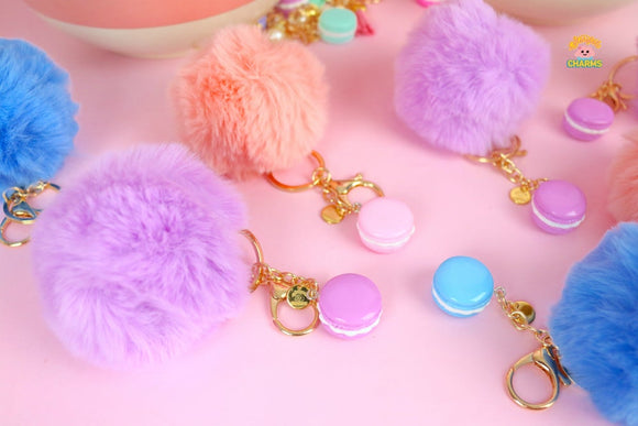 Fluffy Macaron Keycharm (Optional Letters Available!)