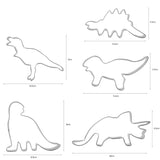 Stainless Steel x5 Dinosaur Cookie Cutter Set