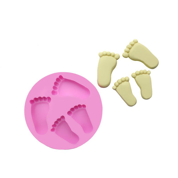 Baby Feet Foot Print Silicone Mould Fondant Gum paste Sugar Cake Mold Tool