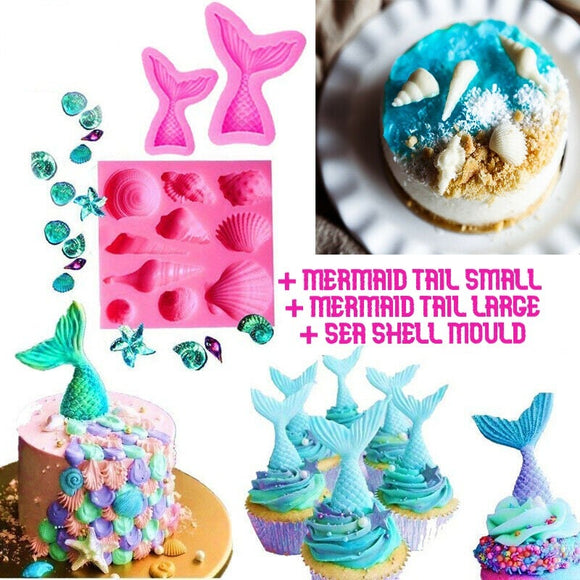 Mermaid Set ( Includes Small + Large Mermaid Tail and Seashell mould)