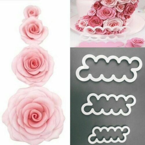 Easy Rose Cutters for Fondant Cake Decorating x3 piece